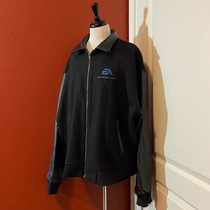EA Sports Men’s Electronic Arts Black Wool & Leather Videogame Bomber Jacket‎